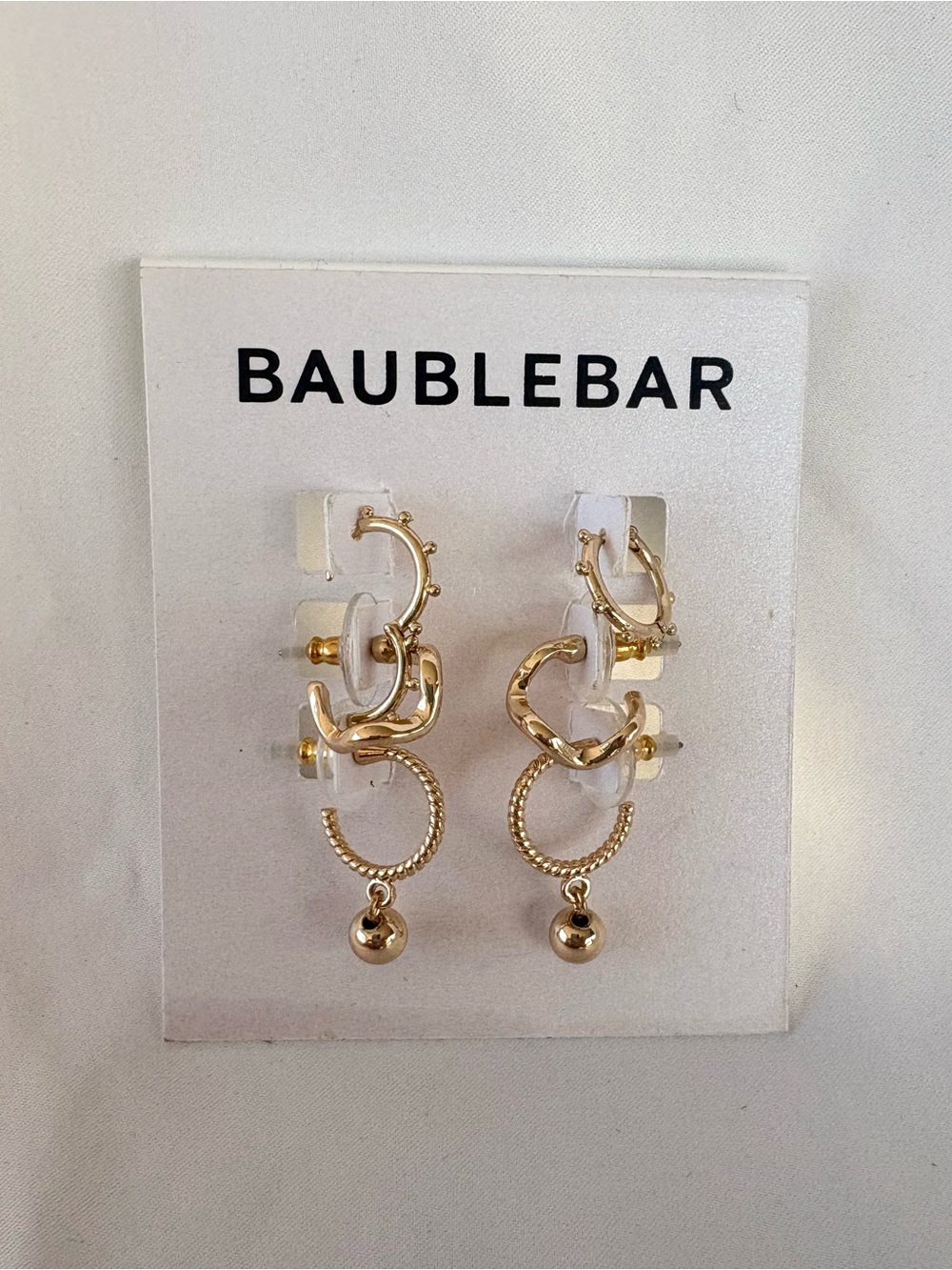 BaubleBar Gold Layered Hoop & Drop Earring Set